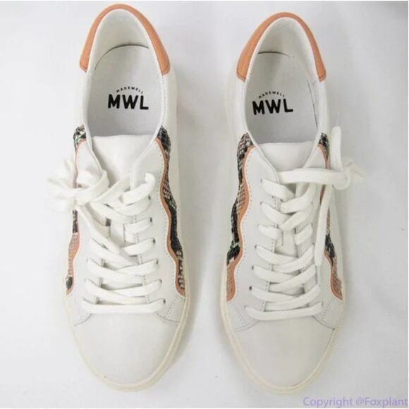Madewell Sidewalk Low-Top Sneakers‎ in Snake Embossed Leather size 10.5 - Picture 1 of 9